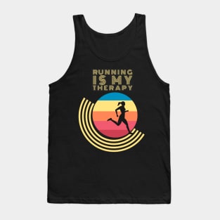 Running Is My Therapy Vintage Retro Motivation Tank Top